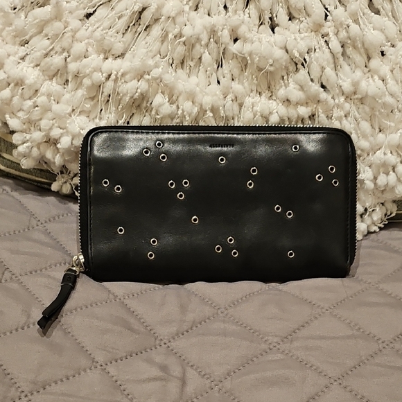 All Saints Handbags - All Saints Black Silver Circle Studded Wallet